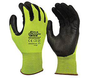 MAXISAFE GLOVES BLACK KNIGHT GRIPMASTER HI-VIS NITRILE COAT SM